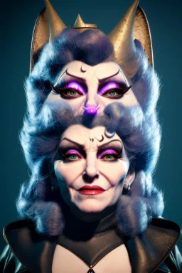 Mae West as evil queen in black leather, leather, busty, cleavage, angry, stern look. character design by cory loftis, fenghua zhong, ryohei hase, ismail inceoglu and ruan jia. unreal engine 5, artistic lighting, highly detailed, photorealistic, fantasy