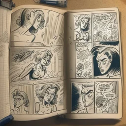 A handdrawn comic book page in a sketchbook