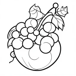 bold and easy Coloring page for toodlers, with a simple grape, very Bold outlines and white background, minimum amount of details, very simple, very thick outlines