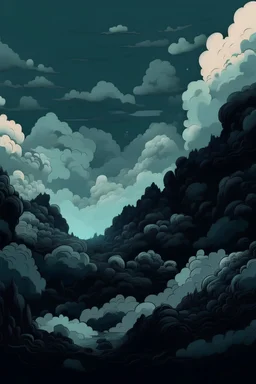 eerie cloud background in the art style of mike mignola
