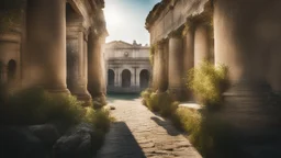 calm beauty, fantasy, magic, splendor, uplifting, inspiring, therapeutic, ancient Rome, springtime, sunlight, chiaroscuro, color, award-winning colour photograph, Nikon 35mm