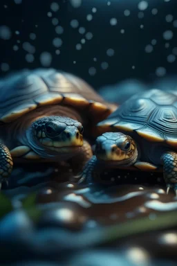 frozen turtles just waking from sleep with cute eyes, shot on Hasselblad h6d-400c, zeiss prime lens, bokeh like f/0.8, tilt-shift lens 8k, high detail, smooth render, down-light, unreal engine, prize winning