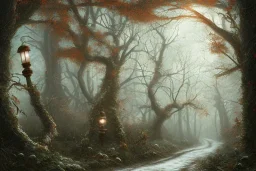 FOREST LANTERN WINTER PATH FALL