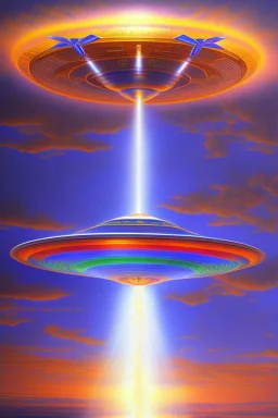 Very beautiful ufo, futurist, intergalactic, mother ship, ashtar command, interdimensionnal, rainbow