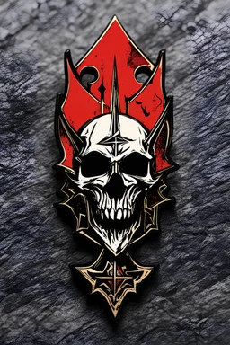 abstract arcane symbol of an ancient Catalan vampire coven , in the form of highly detailed lapel pin, in the graphic novel style of Bill Sienkiewicz