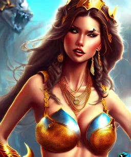 arabic milf, warrior princess, sunshine, sexy pose, necklace, fantasy art