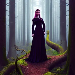  Woman witch in the dark forest