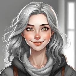 avatar beautiful smiling Russian girl with gray eyes and gray hair