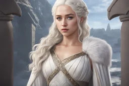 Daenerys Targaryen in 8k Afukuro anime artstyle , game of thrones them, white costum, winter, close picture, highly detailed, high details, detailed portrait, masterpiece,ultra detailed, ultra quality