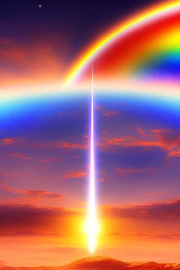 Ufo rainbow, intergalactique, trés belles couleurs, cosmic, colours, planet, gold, realistic, beau paysage futuriste, vaisseau extra terrestre