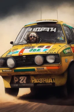 fiat 131 rally car Ethiopian with dreadlock man inside