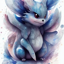 Cute Pokémon, watercolor illustration by <agnes cecile> <Jackson Pollock>, darkblue tones,intricate detail , soft smooth lighting, soft pastel colors,