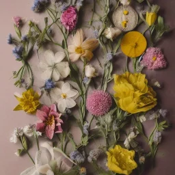 delicate arrangement of pressed flowers, beautiful composition, aesthetic layout