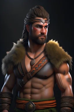 fantasy male human half body of a legendary hunter, epic, cinematic, realistic, detailed, digital art,
