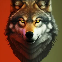 Wolf, red, orange, yellow, green, blue, purple, masterpiece, expert, 8K, hyperrealism, sharp focus, cinematic lighting