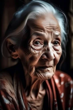 Beautiful old woman being done