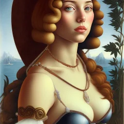 portrait of a beautiful brunette busty woman Sandro Botticelli style