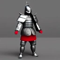 Samurai, 3d, très détaillé, corps de lion, anthropomorphique, armure argent et rouge