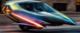 A national geographic award-winning photograph of a military fighter jet station wagon elephant hybrid bilaterally symmetrical designed by skunkworks, only one vehicle per image painted metallic dayglo colors traveling at a high rate of speed, jet intake off of the front center of vehicle and jet exhaust out the rear with bright blue flame soviet retrofuturism, cassette tape futurism, sleek but squared, tremendous nuclear powered engine