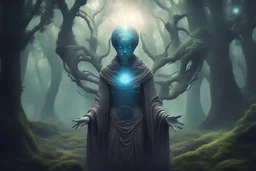 ancient alien mystic in mystical forest