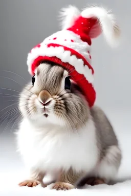 happy christmas rabbit with a christmas hat