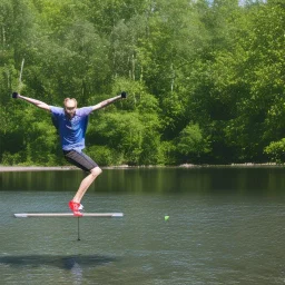 krister slacklining over water