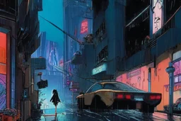Cyberpunk street, comic style