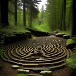 labyrinth, woods, hot springs, ancestors