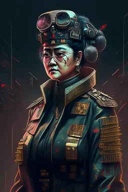 Megawati Soekarno putri in militiary cyberpunk style