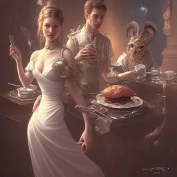 a dinner date with the girl next door, slice of life, modern, realistic,!! looking at the camera!!, solo, first person pov, enjoying life!!! elegant, highly detailed, digital painting, artstation, concept art, matte, sharp focus, illustration, art by artgerm and greg rutkowski and alphonse mucha