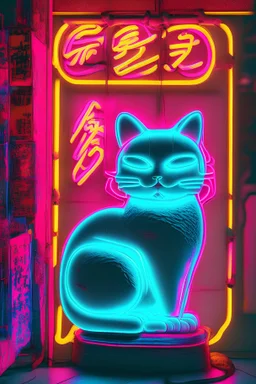 Neon lights, lucky cat, boutique gift