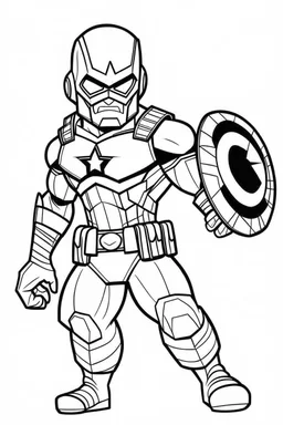 out line art of CAPTIAN AMERICA super HIRO colouring pages with white background ,skech style ,full body. only use outline,mandala style,clean line art,white background,no shadow and clear and well outlined