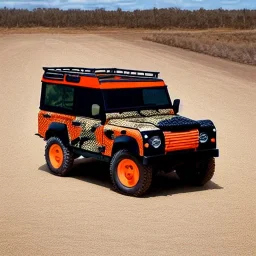 Orange and black Camouflage land rover