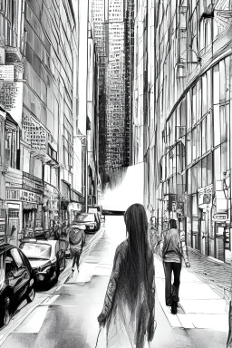 street, god walking, model style, hyper realistic, accurate, delicate, extremely detailed, Graphic novel style, wide-angle, front view, open aperture, superfine pencil