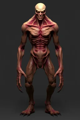 humanoid monster for a horror , silent hill style, creepy, 3d model, t-pose, full lenght