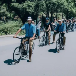 men rideing a bike on blue fire