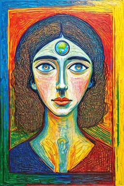 think lightly of yourself and deeply of the world; Golden Ratio; Acrylic Paint; Ecstatic; a pleasing mixture of the styles of Hundertwasser, Cezanne, and Gauguin