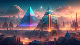 Cyberpunk cityscape, endless cyberpunk cityscape, cyberpunk pyramid