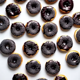 Donuts with black spinkles and white sprinkles