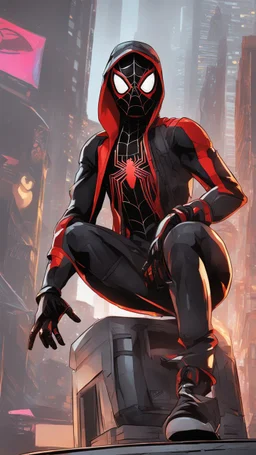 Spider miles morales machine in solo leveling shadow artstyle, gandam them, full body, apocalypse, intricate details, highly detailed, high details, detailed portrait, masterpiece,ultra detailed,best quality