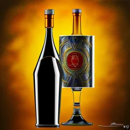 an abstract painting of a rakija bottle