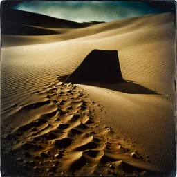 Photorealistic polaroid nothingness and distress, wooden void, wasteland night Max Ernst Hieronymus Bosch, volumetric light, shot on Hasselblad, movie shot, details of the sand accentuated, nightmare, hypermaximalist