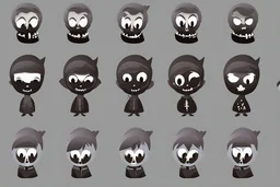 make a bunch of simple spooky and cute cartoon character I could draw make them all different