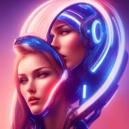 cyberblue, head, women, portrai, tron