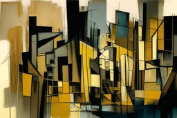 abstract cityscape in the style of Barbara Hepworth, frank Auerbach