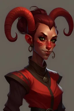 Female. Tiefling. Ponytail