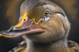 duck portrait, perfect composition, hyperrealistic, super detailed, 8k, high quality, trending on artstation, studio photo, highly detailed, wide borders