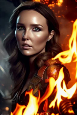 Camilla Luddington textura 8k, muitos detalhes, fogo, particulas, névoa,