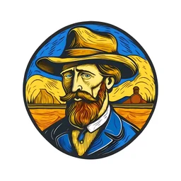 logo de academia de ingles al estilo de Van Gogh