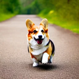 corgi lost round ball happy laughing running forest nature natural city town rolling